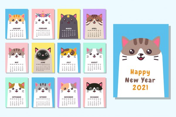 Calendar digital Happy New Year 2021
