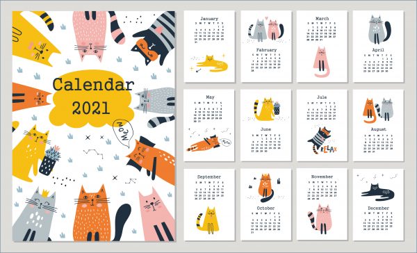 Calendar digital 2021 kucing lucu